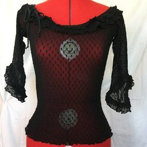 BETSEY JOHNSON Swiss Dot Stretch Tulle top-L